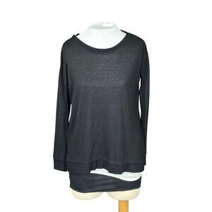 Bb Dakota Black Sheer Lightweight Long Sleeve Top Womens S Polyester Viscose